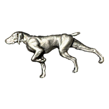 Gaudiknopf Pin Jagdhund altsilber