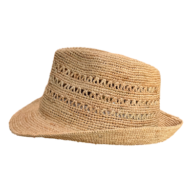 Raffia Crochet Trilby mit Lochmuster