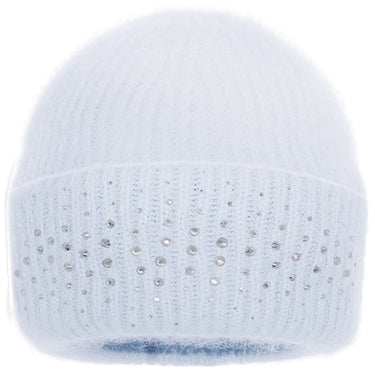 Knitted hat with glitter flowers