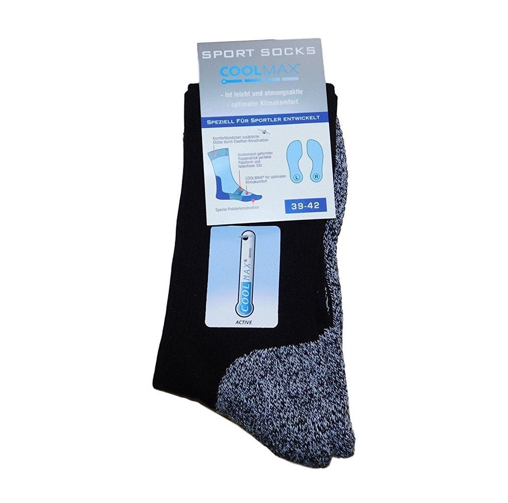 Coolmax Trekkingsocken Sportsocken schwarz Gr. 39/41 - hutwelt - hutwelt