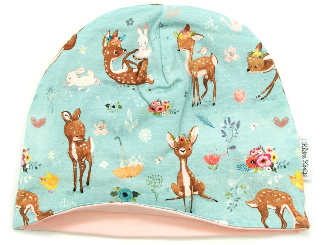 Kindermütze Beanie Reh, Hase "Best Friends" mint altrosa - Kleine Könige - hutwelt